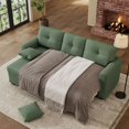 thumbnail image 3 of Muumblus Convertible Pull Out Sofa Bed, L-Shaped Sectional Sleeper Couch with Storage Chaise, Green Polyester, 3 of 11