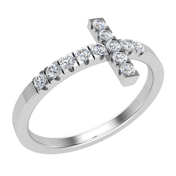0.24 CT TW Sideways Cross Diamond Ring 14K White Gold