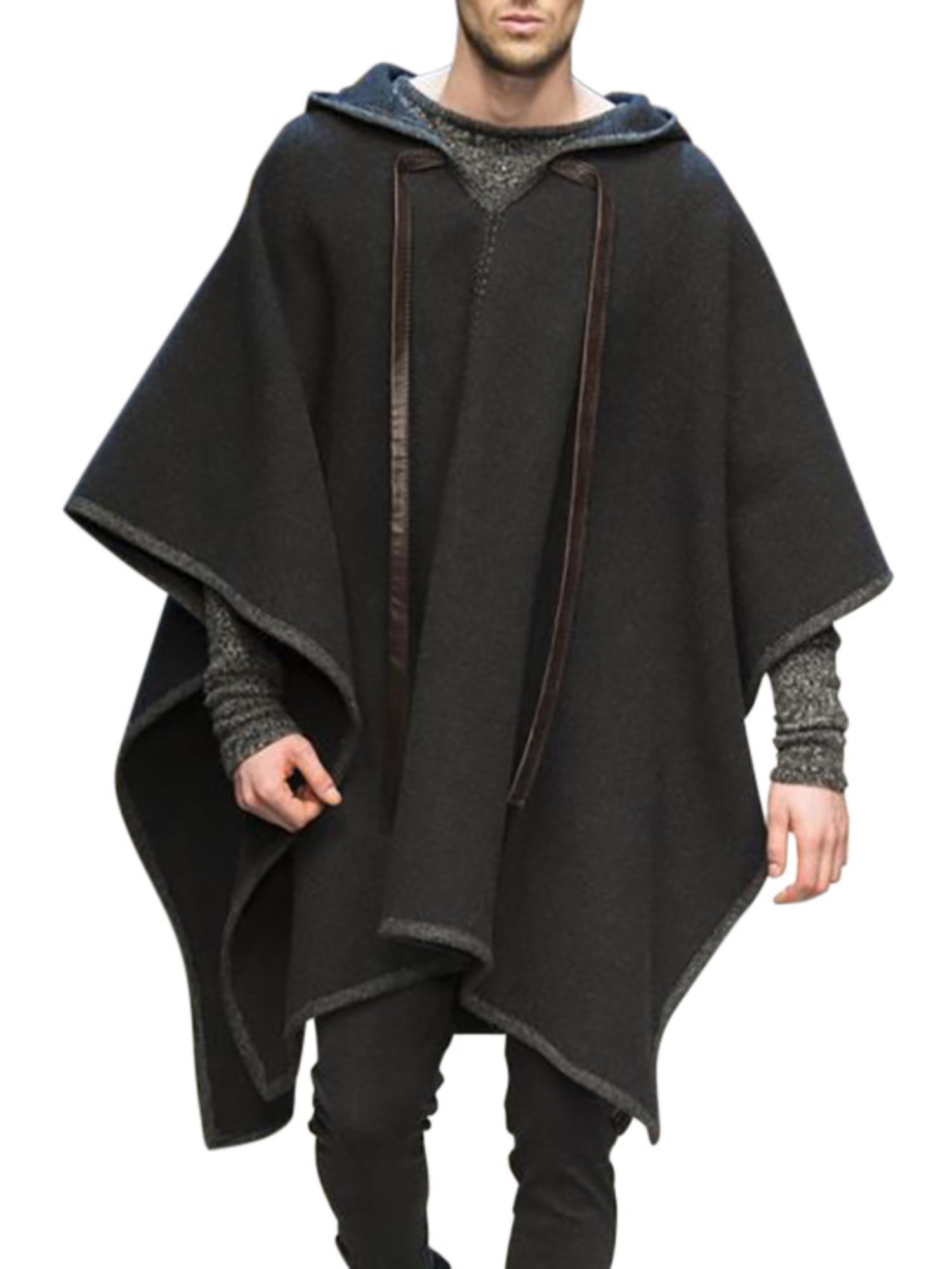 Frontwalk Poncho for Men Pullover Shawls Hood House Coat Print Hooded Outwear Poncho Cloak with Hood - Walmart.com