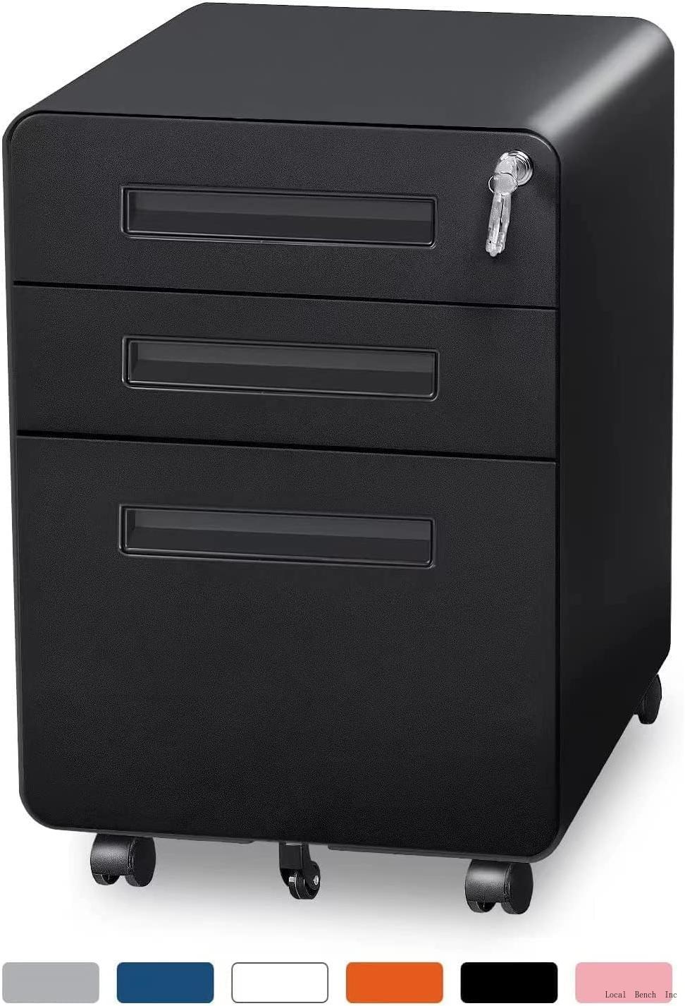 3 Drawer Mobile File With Lock Under Desk Office Drawers Metal