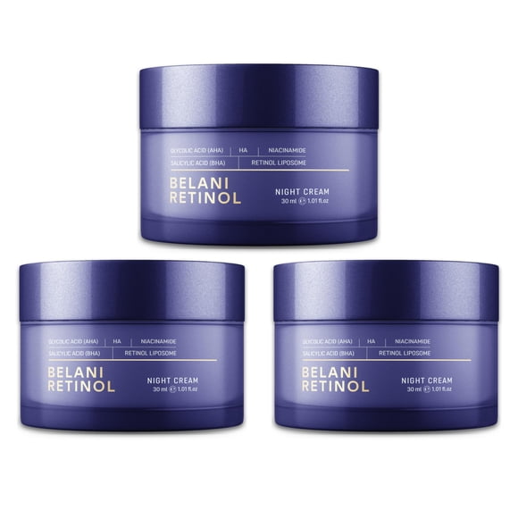 ABERA Belani Retinol Crema para rostro hidratante facial con crema de colágeno y ácido hialurónico antiarrugas reduce las líneas finas crema nocturna antienvejecimiento para mujeres (1.01 fl oz) (3 ca