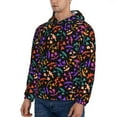 thumbnail image 3 of Kdxio Colorful Pumpkin Faces Print Mens Casual Hooded Collar Drawstring Hoodies Pullover Sweatshirts Casual Long Sleeve Shirts-3X-Large, 3 of 7