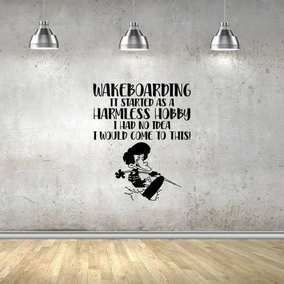 Harmless Hobby Wakeboarding Quote Wake Boarding Wakeboard Water Quotes Vinyl Design Wall Sticker Wall Art Wall Decal Boy Girl Room Pool Area Bedroom Home Decor Stickers Decoration Size (10x10 inch)