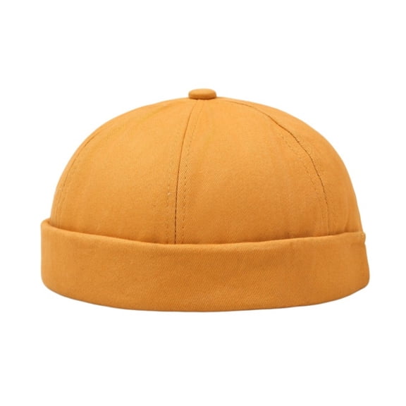 Breathable Linen Brimless Hat,Adjustable Round Cap,Outdoor Casual Headwear,Breathable Skin Friendly Linen Fabric With No Brim Round Silhouette Adjustable,Versatile Casual Cap For Outdoor,Yellow