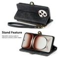 thumbnail image 3 of compatible Oppo Reno12 F 5G Case Zipper Wallet Geometry Lines Leather Phone Cover - Black Newway CPDD, 3 of 5