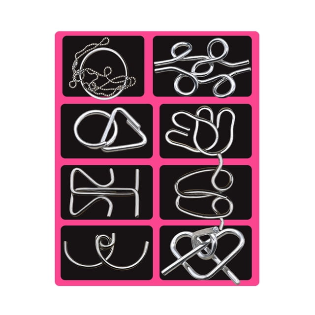 3D Montessori Metal Puzzle 8 Piece Metal Brain Teaser Puzzles For Adults Reverse Thinking Mind Games Metals Puzzle Ring Disentanglement With Carry Pouch For Party Handheld Water Games for Kids under