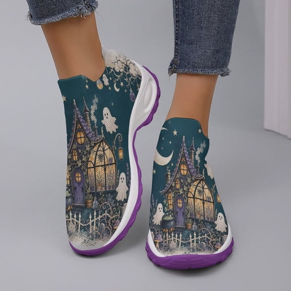 Womens Road Running Shoes Antislip Platform Sneakers Air Cushion Arch Support Walking Shoes Halloween