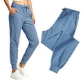 thumbnail image 2 of Besolor Track Pants Women Drawstring Elastic High Waisted Lightweight Quick Dry Workout Jogger Cinch Bottom Pant with Pockets, 2 of 7