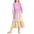 thumbnail image 2 of UQJfacai Girls Ruffle Maxi Dress Tie Dye Long Sleeve Crewneck Casual Flowy Tiered Dress with Pockets Party Holiday Outfits 4-15 Years, 2 of 6