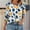 001 Blue, variant on Hvot&aat Women Casual Dressy Blouses 3/4 Length Elastic Smocked Cuffs T-Shirts Round Neck Printed Tops