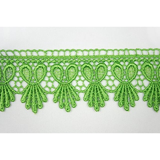 Altotux 1.75" 20 Colors Embroidered Floral Venice Lace Trim Guipure By 2 Yards (Lime)