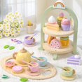 thumbnail image 3 of Set de té Lonico Wooden con soporte para magdalenas para niñas de 3 a 6 años, 3 of 7