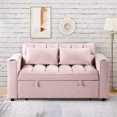 thumbnail image 2 of Euroco 4 in 1 Multi-functional Sofa Bed 55 inch Convertible Sofa Bed with Cup Holder and USB Port for Living Room Apartments, Pink, 2 of 8