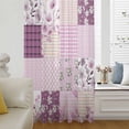 thumbnail image 6 of Boho Purple Flowers Sheer Curtains 63 Inches Long, Spring Floral Botanical Patchwork Vintage Light Filering Curtains, Breathable Simi Curtain Privacy Drapes for Living Room Bedroom Window Treatment, 6 of 9