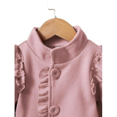 

Cute Plain Stand Collar Regular Long Sleeve Pink Toddler Girls Overcoats (Girl s)