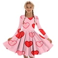 thumbnail image 4 of Girls Pink Valentine's Day Heart Print Dress Long Sleeve A-Line Party Casual Dresses for Kids Age 4-5 5-6 7-8 9-10 11-12 13-14 Years,Size 4-5 T, 4 of 6