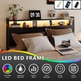 thumbnail image 4 of Zimtown Queen Bed Frame with 2-Tier Storage Headboard, Metal Platform Bed Frame with 4 Storage Drawers, Built in Charging Station & LED, Black, 4 of 9