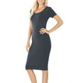 thumbnail image 2 of Womens Short Sleeve Bodycon Fitted Knee Length Midi Dress, 2 of 6