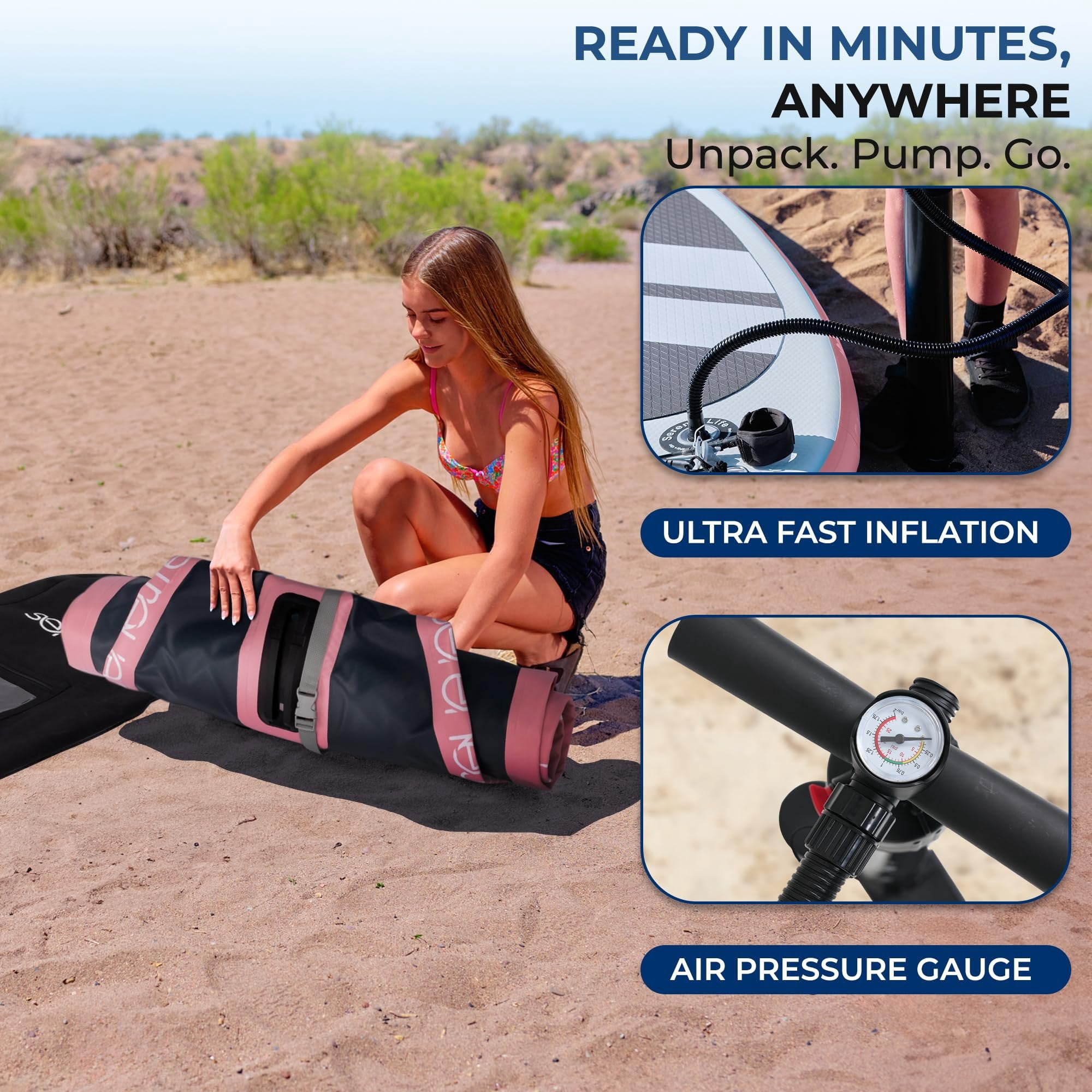Free-Flow Welded Inflatable Kids Stand-Up Paddle-Board with Single-Action Hand Pump, 3-Shaft Aluminum Paddle
