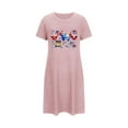 thumbnail image 4 of Jamicy Petite Summer Dresses for Women Loose Short Nightdress Independence Day Printed Round Neck Short Sleeve Women's Nightdress Home Clothes, 4 of 5