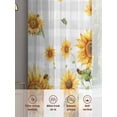 thumbnail image 6 of Sheer Curtains 72 Inches Long 2 Panels, Rustic Yellow Sunflower Leaf Rod Pocket Curtain Voile Draperies, Cute Bee on Grey White Plaid Light Filtering Window Treatment for Living Room Kitchen Bedroom, 6 of 8