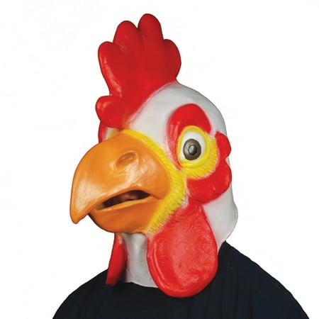 Star Power Men Chicken Head Animal Mask, Red White Orange, One Size