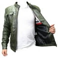 thumbnail image 2 of Shelter 9636-L New Mens Genuine Sheep Skin Leather Fashion Jacket 2 buttoned chest Pocket, Green - Large, 2 of 4