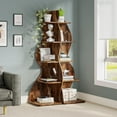 thumbnail image 5 of Tribesigns Corner Shelf, Modern 5-Tier Corner Bookshelf, Stylish Corner Bookcase Plant Stand (Rustic Brown), 5 of 7