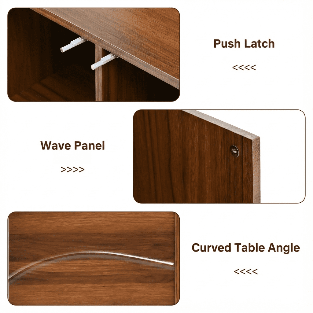 Aukfa 59" Wave Relief Sideboard Cabinet,Modern Storage Buffet Cabinet for Dining Room, Living Room, Entryway,Walnut