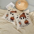 thumbnail image 5 of Halloween Pillow Covers 18x18 Set of 2 Pumpkin Black Bats Cute Ghost Throw Pillow Covers Halloween Decorations Outdoor Pillowcase for Halloween Home Decor Linen Cushion Case for Couch Sofa, 5 of 6