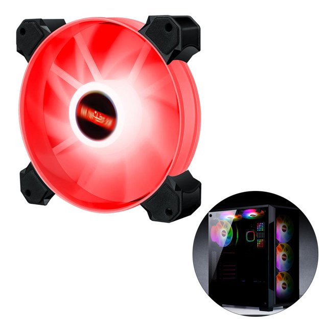 Alto flujo de aire 12cm LED RGB caja forma forma ordenador Accesorios de ventidor de refrigeración, y estético - lámpara roja Luz roja Yotijar Ventilador silencioso para computadora