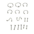 thumbnail image 2 of Juego de piercings para la nariz de acero inoxidable, exquisitas formas, diferentes, seguros, superficies pulidas y suaves, para mujer, color acero., 2 of 14