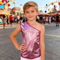 thumbnail image 5 of XIYON Girls Tank Tops Girl Glitter Performance Top Asymmetrical Shoulder Sequin Vest Stage Wear Party Outfit Comfortable Tops 15-16 Years, 5 of 6
