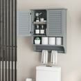thumbnail image 5 of Costway Bathroom Wall Mounted Medicine Cabinet with Louvered Doors & Towel Bar Grey, 5 of 10