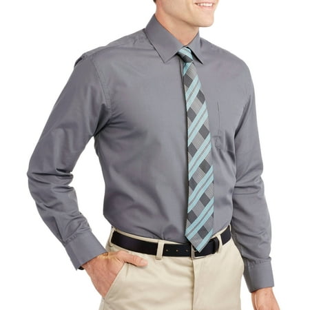 Men's Solid Dress Shirt with Matching Tie - Walmart.com
