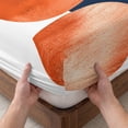 thumbnail image 3 of Cal.King Size Fitted Sheet Set - Navy Blue Burnt Orange 3 Piece Bedding Sets 16" Deep Pocket Fitted Sheet with 2 Pillowcases, Middle Century Modern Geometric Brushed Microfiber Hotel Bed Sheets, 3 of 9