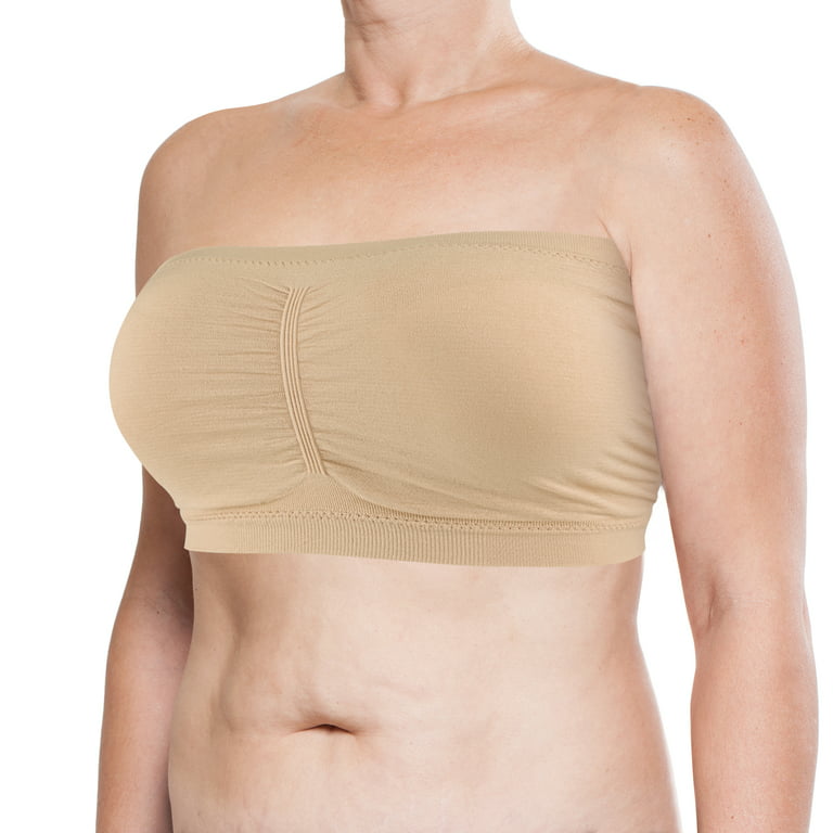 LAVRA Women's Plus Size Strapless Bandeau Padded Tube Top Bra 
