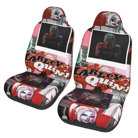 Harley Quinn Car Seat Cover Set of 2 Fashion Stretchy Front Seat Protector Universal Fit for Auto Truck SUV Van Sedan Car Interior Accessory Decoration