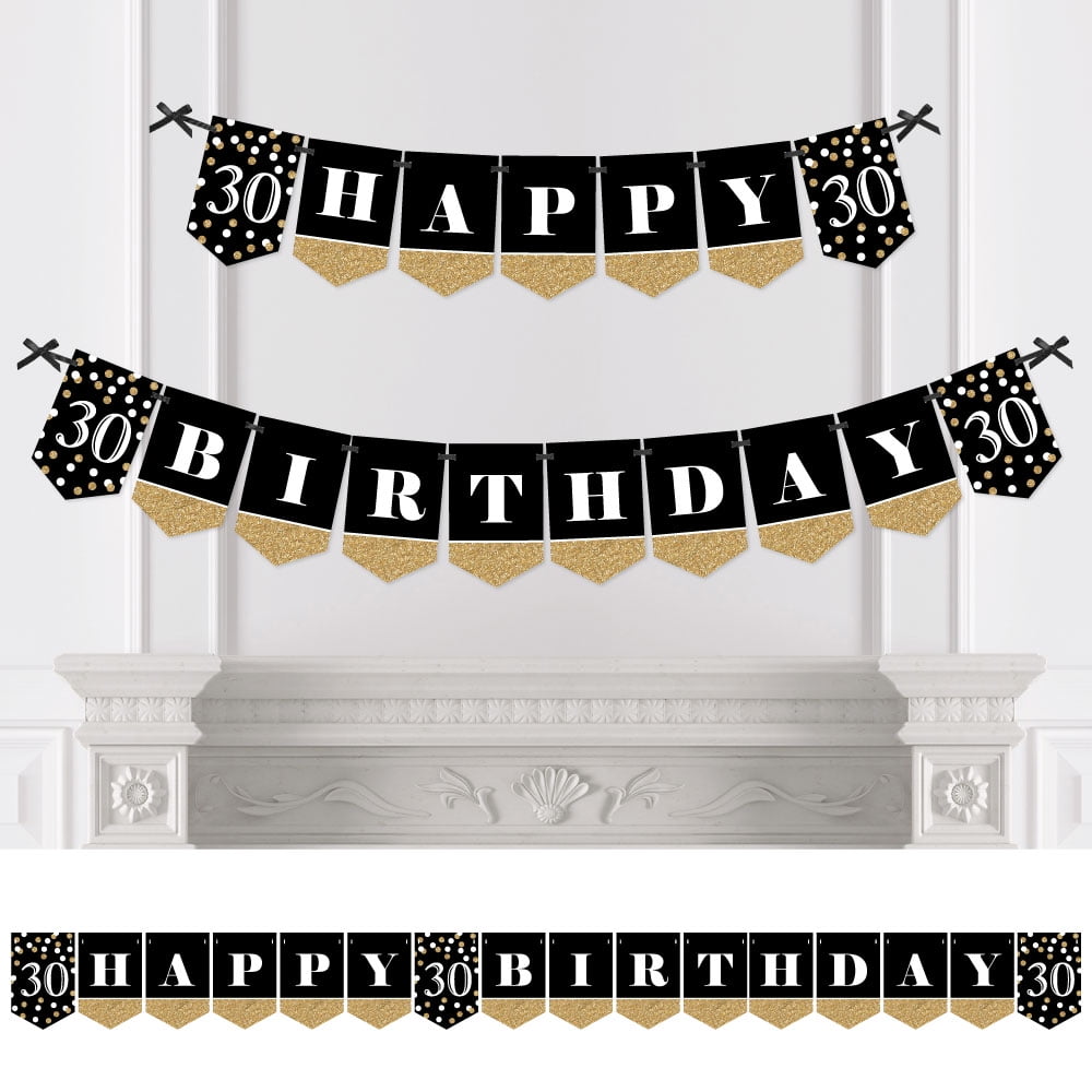 Adult 30th Birthday - Gold - Birthday Party Bunting Banner - Gold Party Decorations - Happy Birthday