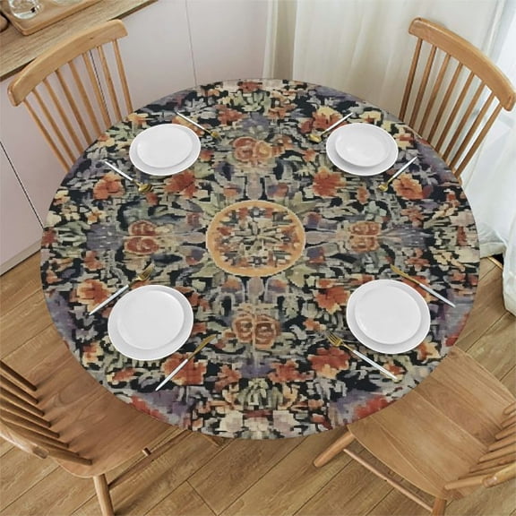 HAOXIT for Round Tables and One Gray Napkin, Kitchen Dining Table Cloth, Table Cover for Indoors and Outdoors, Terra Cotta,Round 31-35