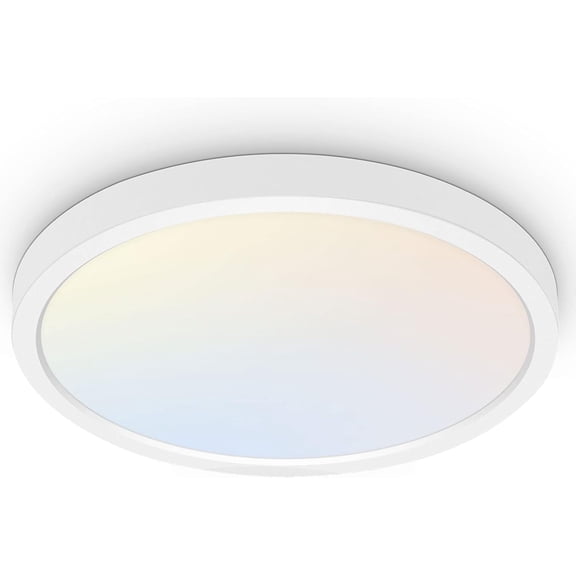 ZJQYDS 18 Inch LED Round Flat Panel Light, White, 32W, 3200lm, 3000K/4000K/5000K CCT Selectable, 120Beam Angle, Dimmable Edge-Lit Flush Mount Ceiling Light Fixture - ETL Listed