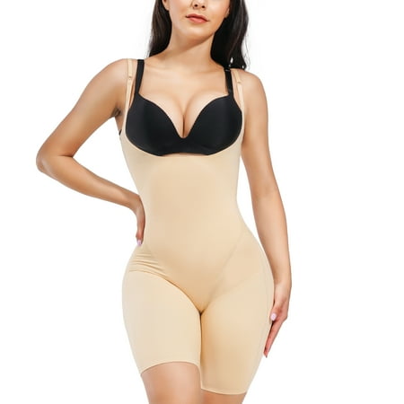 

KUMAYES Bodysuit for Women Waist Trainer Tummy Control Seamless Shapewear Full Body Shaper Open Bust Lift Butt Mid-Thigh Slimmer