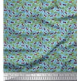 thumbnail image 1 of Soimoi Poly Georgette Tissu Feuilles et Rouges Baies Fruits Tissu d'Artisanat Imprimé par la Cour 42 Pouces de Large, 1 of 1