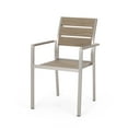 thumbnail image 5 of Gannon Outdoor Modern 6 Seater Aluminum and Faux Wood Dining Set, Natural and Silver, 5 of 8