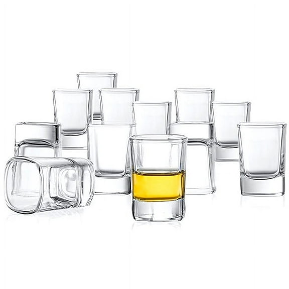 JoyJolt City Shot Glasses Glass Heavy Base Shot Glass | 2 oz (Set of 12)