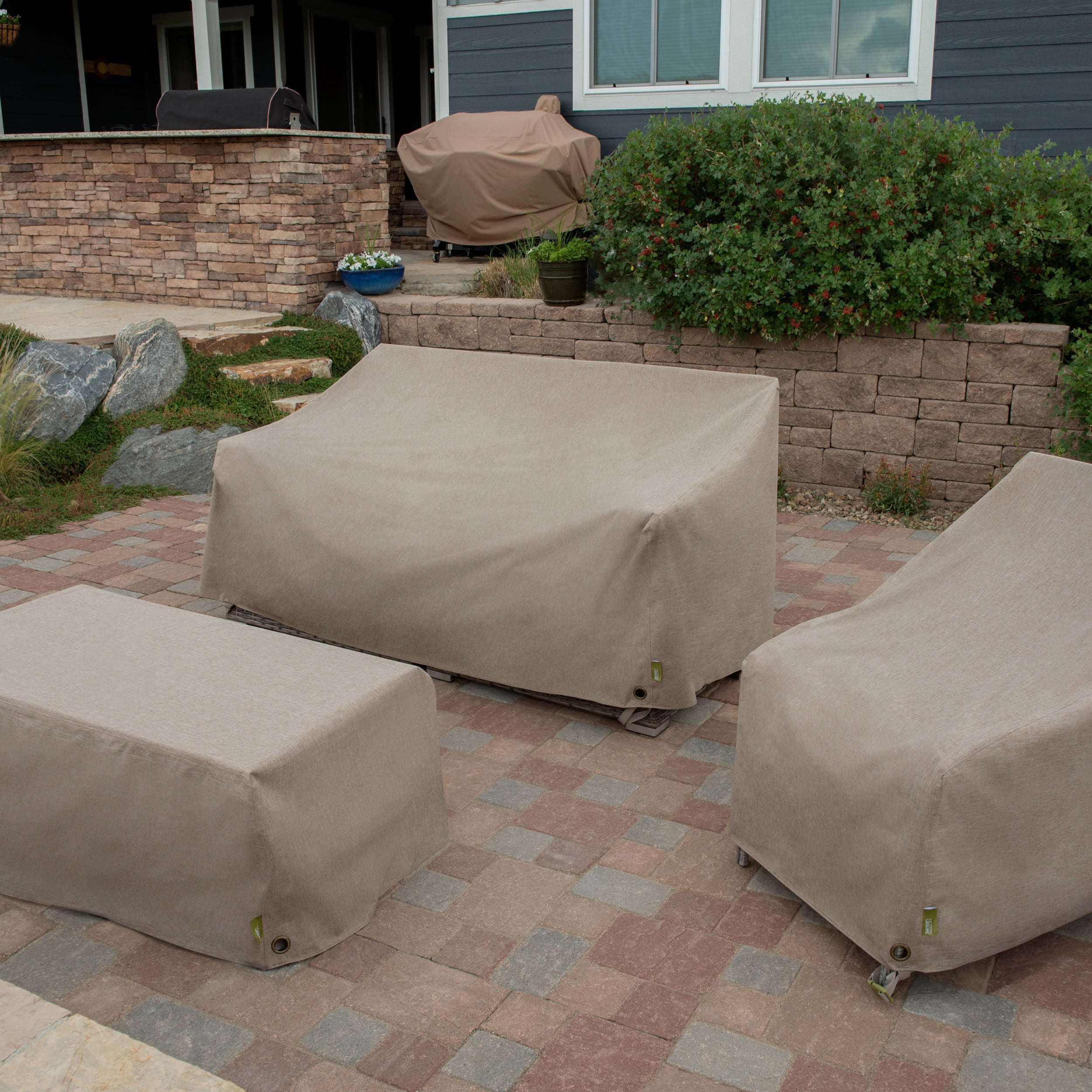 Modern Leisure Garrison Patio Ottoman Cover, Waterproof, 48"L x 25"W x 18"H, Sandstone