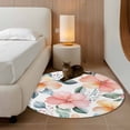 thumbnail image 3 of Round Area Rug 4ft, Watercolor Spring Pink Flower Non-Shedding Washable Area Rug, Blossom Floral Botanical Leaves Non Slip Low-Profile Circle Rugs for Living Room, Bedroom Dining Room, 3 of 9