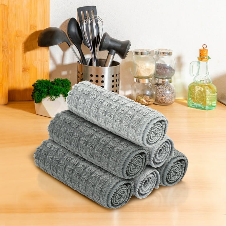 Airensky Dish Towels and Dish Cloths Value Set 6 Pack Soft and Long Lasting Kitchen Towels 12x12 Inches 3 Dark Gray 3 Light Gray