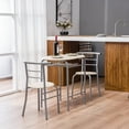 thumbnail image 2 of 3 Piece Bar Table Set, Small Space Table Set for 2, Wooden Pub Table Set with Metal Frame and Shelf Storage, Couple Breakfast Nook Bistro Sets, Beige, 2 of 10