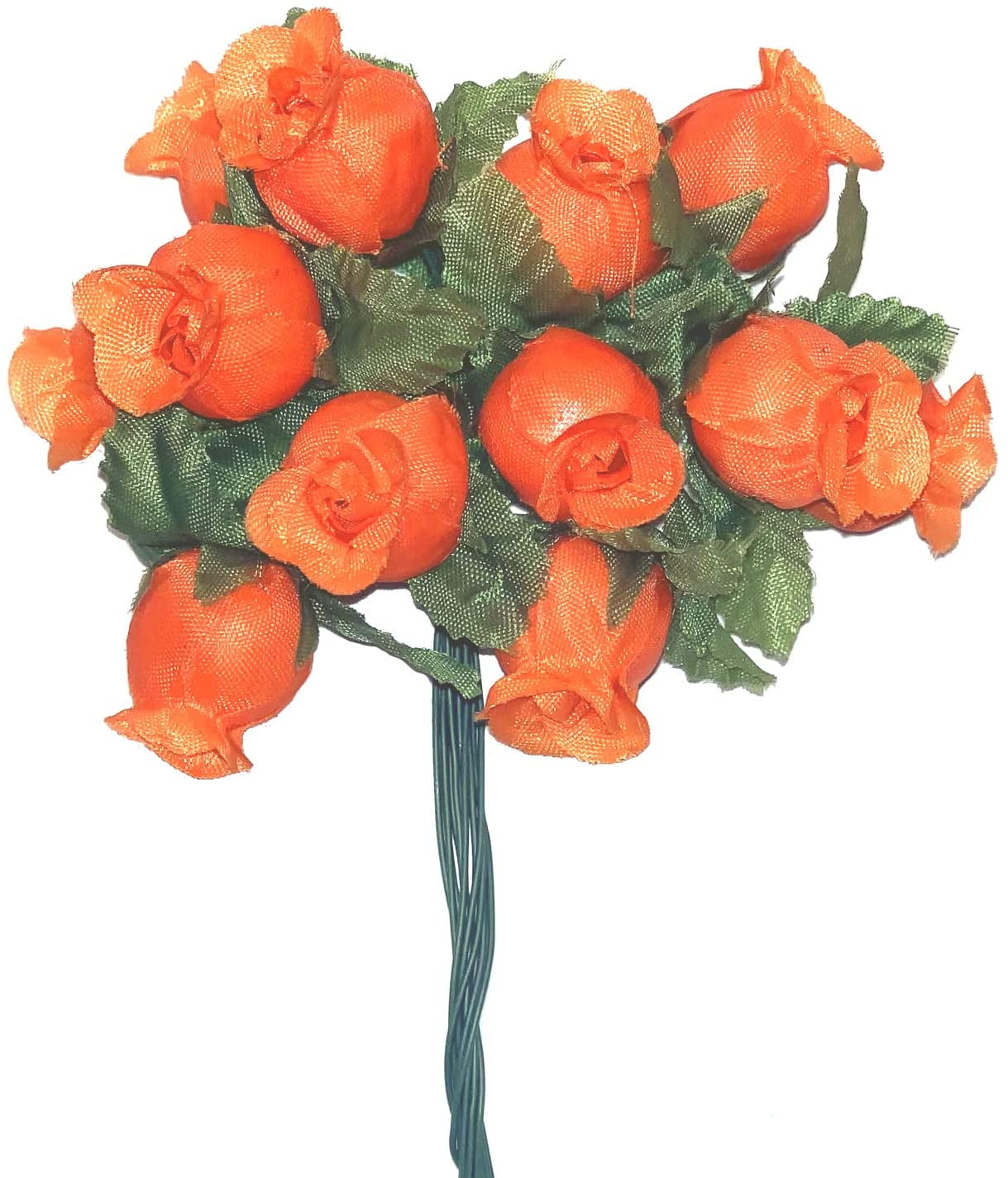 Orange Artificial Silk Flower Roses - 12 Mini Bouquets of 12 Rosebuds, 144 Rosebuds Total, Wedding, Reception, Anniversary